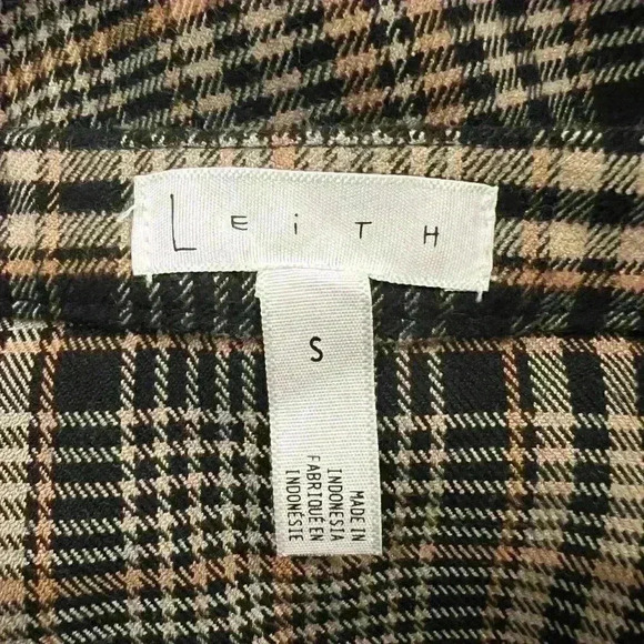 Leith Plaid Soft Tweed Midi Flare Skirt with Asymmetrical Ruffle Size Small - Picture 4 of 7